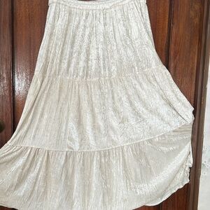 White Crushed velvet skirt.